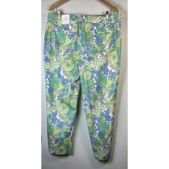 Talbots Perfect Crop Pants size 16 Green Blue Yellow Floral Print Capri NWT - Picture 9 of 12